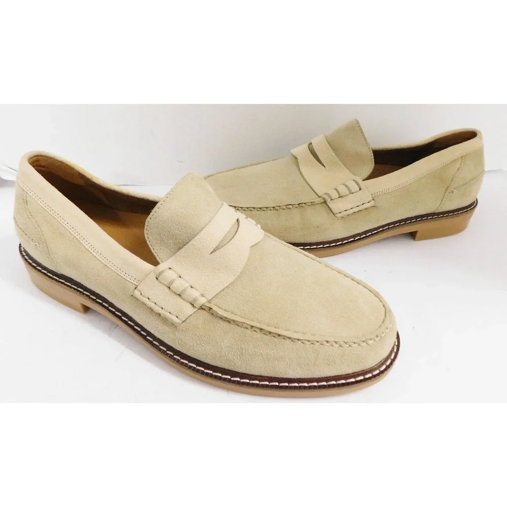 Cole Haan Pinch Penny Loafers Beige Suede Leather $160rt Mens sz 9 M NEW